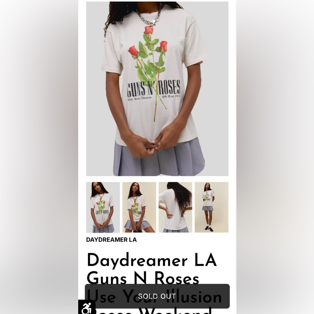 DAYDREAMER Guns N Roses Use Your Illusion t-shirt size M off-white. Like new.